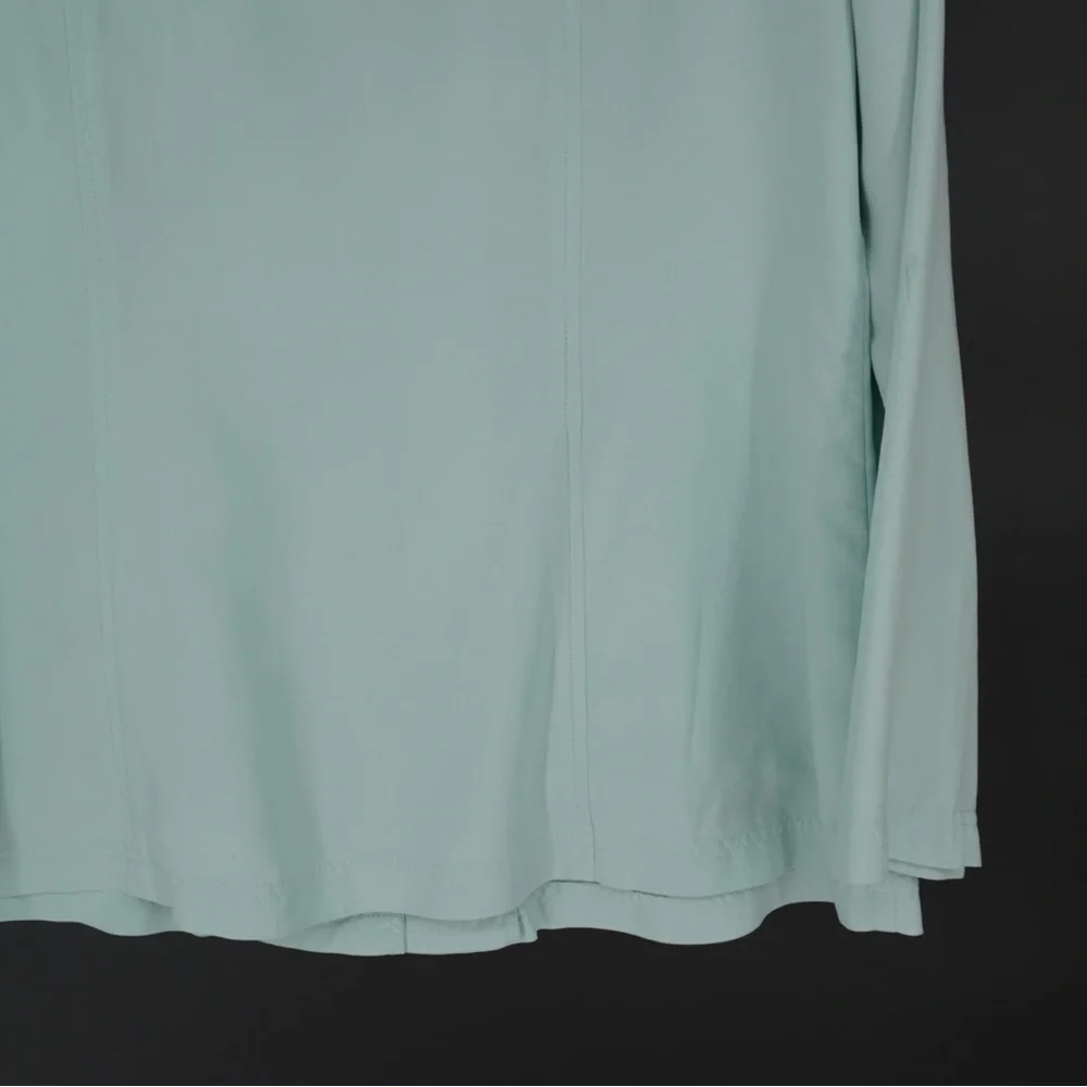 J.Jill‎ Mint Teal Button Up 100% Silk Light Weight Blazer top blouse Size 14P